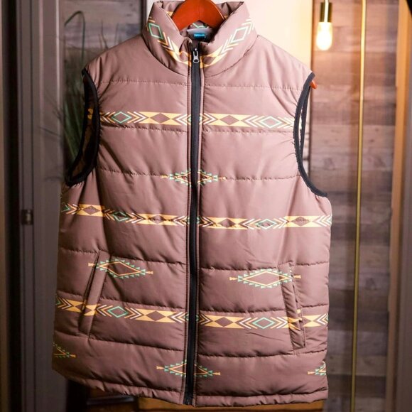 Baha Ranch Western Wear Men's Aztec Print Vest - Picture 1 of 4